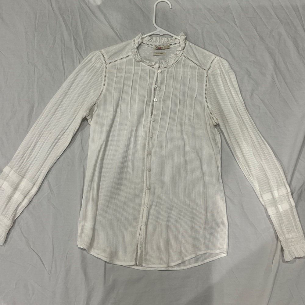 Faherty White Ruffled Blouse